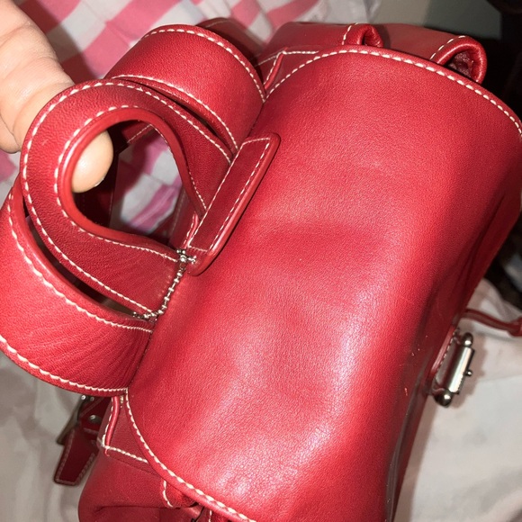 Coach Red Leather Drawstring Backpack - Picture 12 of 16